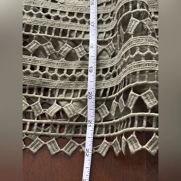 Anthropologie Eri + Ali Olive Ruffled Eyelet Lace Tank Top XS Cottagecore Boho - Picture 9 of 11